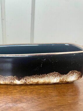 Brown & White Glazed Rectangular Pottery